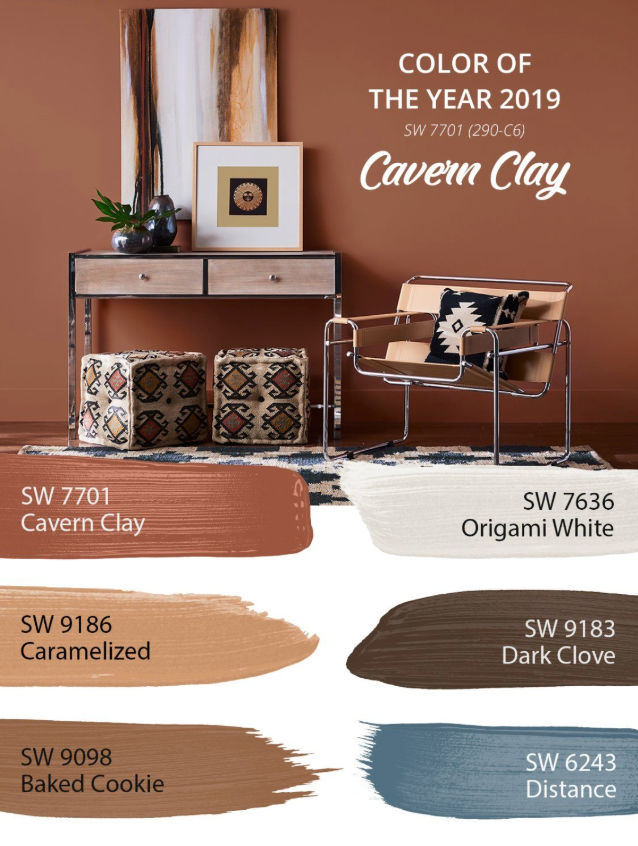 How To Use The New 2019 Color Palettes In Your Home Love Room - Sherwin Williams Cavern Clay Paint Color