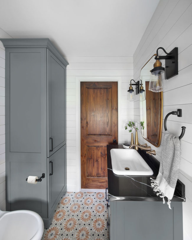 sink and tall cabinet